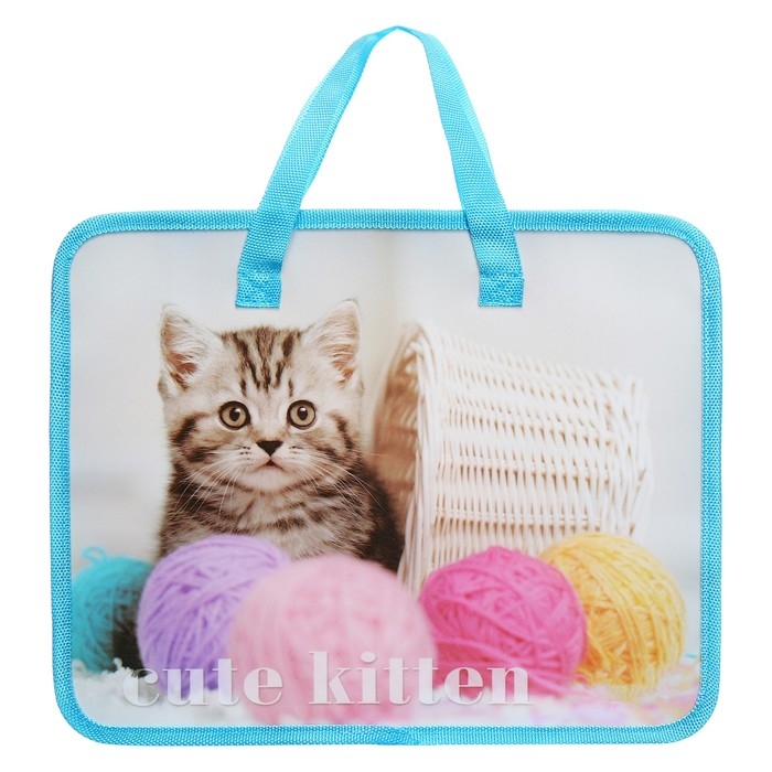 Папка с ручками пластиковая А4 Calligrata  Папка с ручками пластиковая А4 Calligrata "Котёнок", 32,2х25,6х7 см,