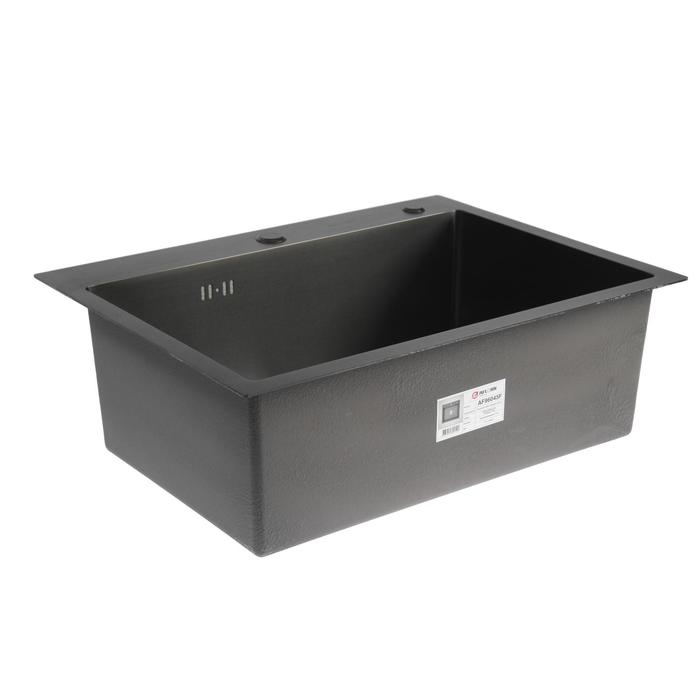 Мойка кухонная AFLORN AF96045F, врезная, S=3,0 и 0,8 мм, 60х45х20 см, сифон, графит Мойка кухонная AFLORN AF96045F, врезная, S=3,0 и 0,8 мм, 60х45х20 см, сифон, графит