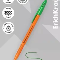 Ручка шариковая ErichKrause. R=301 Orange Stick, зелёный стержень, узел 0.7 мм