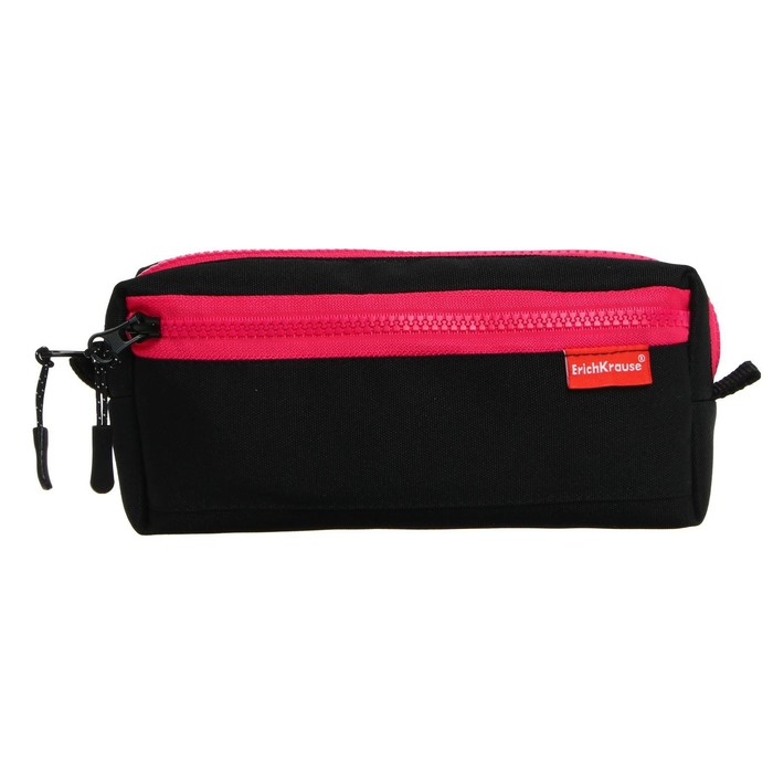Пенал мягкий, 2 отделения, объёмный, 100 х 210 х 50 мм, Erich Krause, Black&Pink 48999 Пенал мягкий, 2 отделения, объёмный, 100 х 210 х 50 мм, Erich Krause, Black&Pink 48999