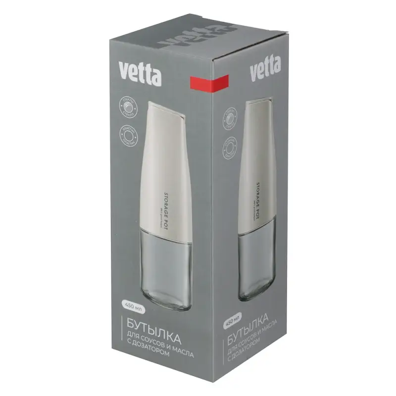 VETTA Бутылка для соусов и масла с дозатором, 450 мл, стекло, пластик, белый