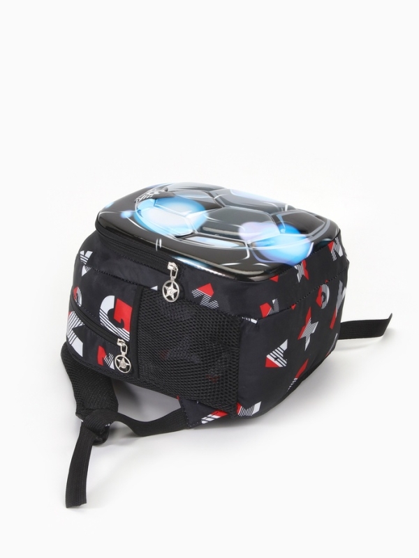 Рюкзак детский 25*12*31, отд на молнии, 3 н/к, чёрный, мяч