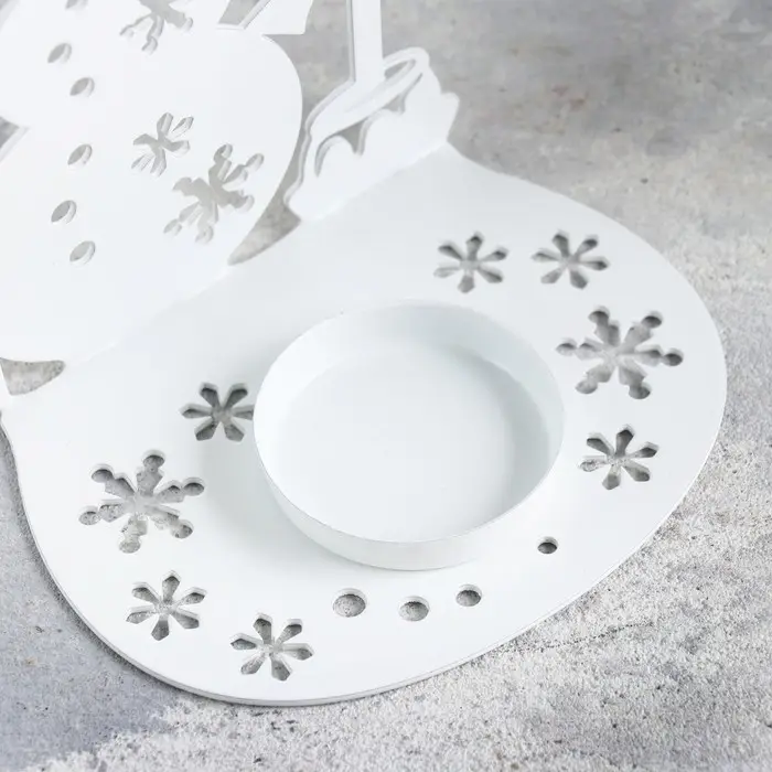 Подсвечник "Снеговик" металл на одну свечу, 10,7х15 см, белый