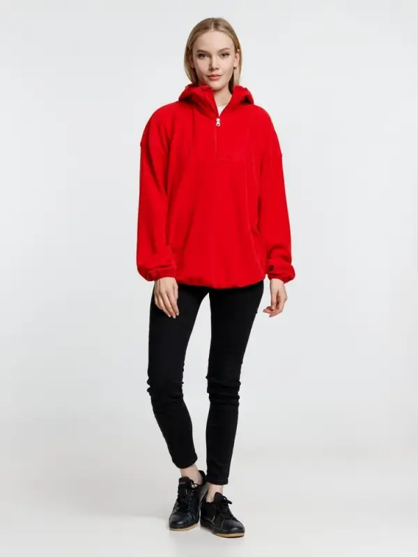 Анорак флисовый унисекс Fliska, красный, размер XS/S Анорак флисовый унисекс Fliska, красный, размер XS/S