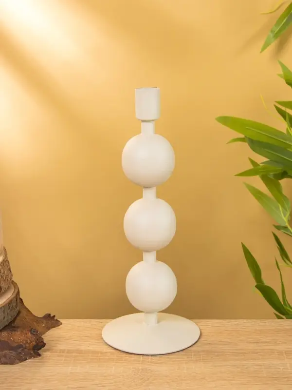 Подсвечник на 1 свечу текстурный  Подсвечник на 1 свечу текстурный "Фисташковый" с 3 сферами 10х10х25 см