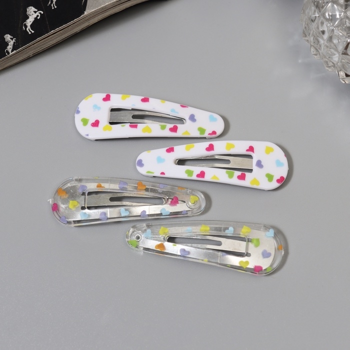 Невидимка для волос  Невидимка для волос "Глория" (набор 4 шт) сердца, 5 см