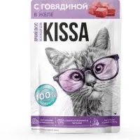 Влажный корм для кошек Kissa, говядина в желе, 75 г