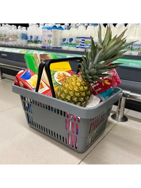 Корзина покупательская пластиковая 20 л, серая