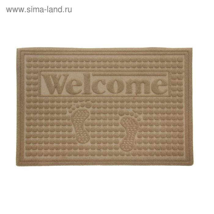 Коврик влаговпитывающий придверный без окантовки Доляна &laquo;Следочки Welcome&raquo;, 40&times;60 см, цвет МИКС