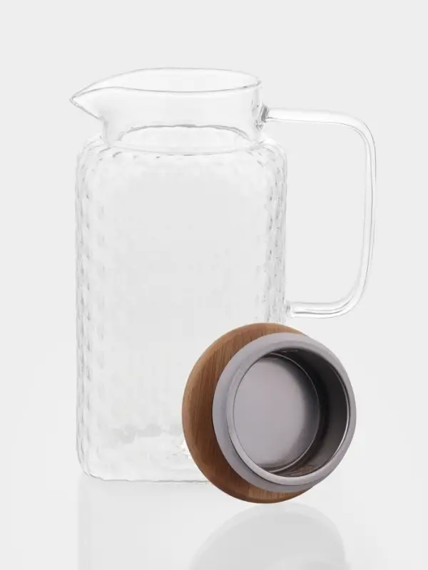 Кувшин BellaTenero &laquo;Эко&raquo;, 1.5 л, с бамбуковой крышкой, стекло, прозрачный