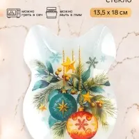 Блюдо новогоднее плоское &laquo;Новогодняя композиция&raquo;, бант, 13.5&times;18 см