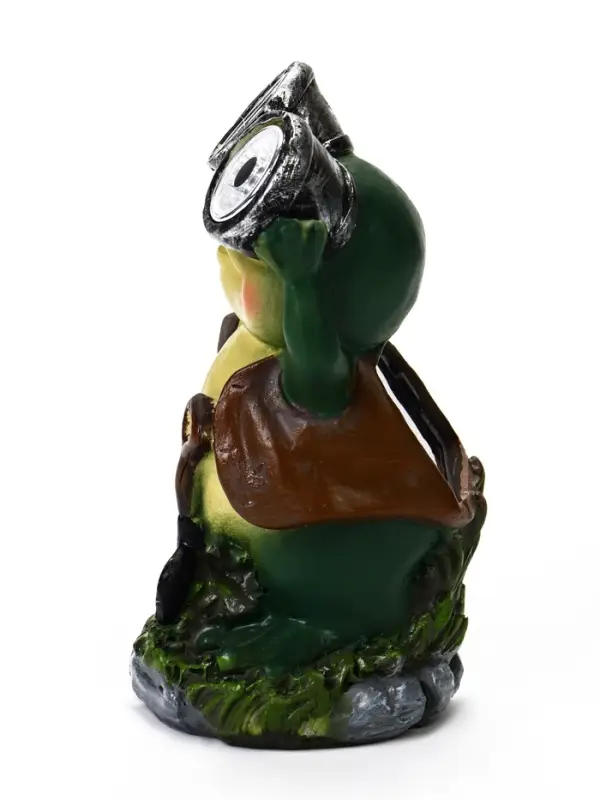 Садовая фигура - фонарь из полистоуна &laquo;Лягушонок с биноклем&raquo;, 8&times;7&times;15 см