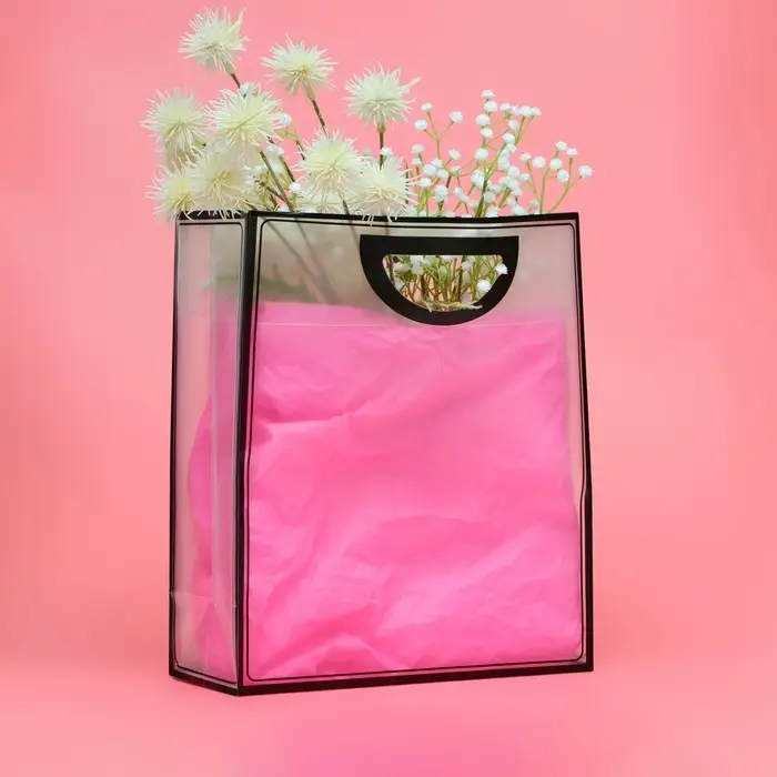 Пакет сумочка ПП с вырубной ручкой, прозрачный 33×28×12 см, черный Пакет сумочка ПП с вырубной ручкой, прозрачный 33×28×12 см, черный