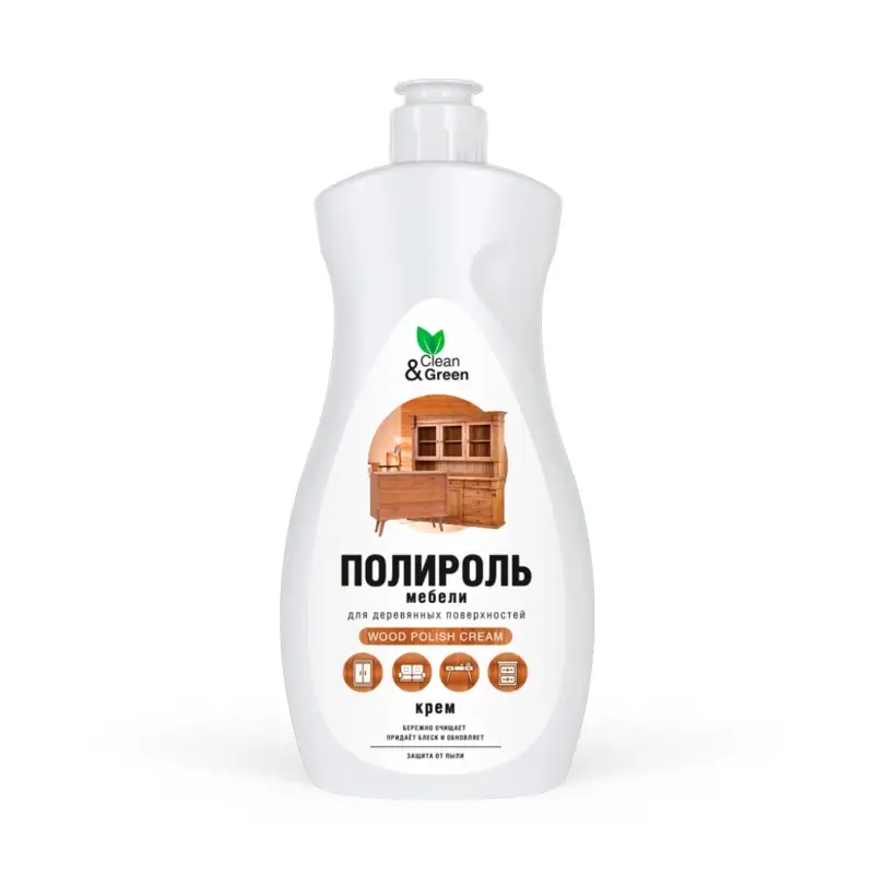 Полироль мебели "Wood polish cream" (для деревянных поверхностей) 500 мл. Clean&Green CG8263