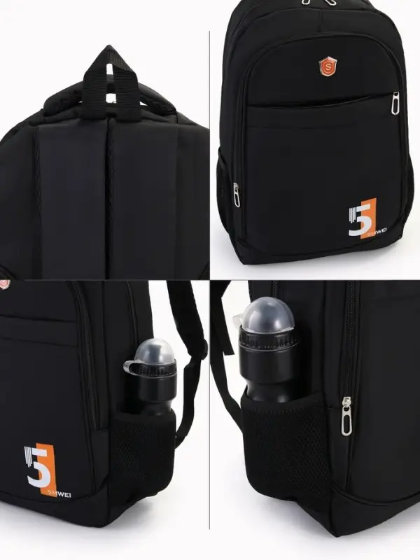 Рюкзак молодёжный на молниях, с принтом, 4 кармана, с принтом, размер 35&times;18&times;50 см, чёрный