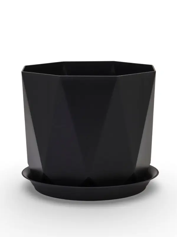 Горшок для цветов с поддоном &laquo;Призма&raquo;, 4.7 л, пластиковый, графитовый