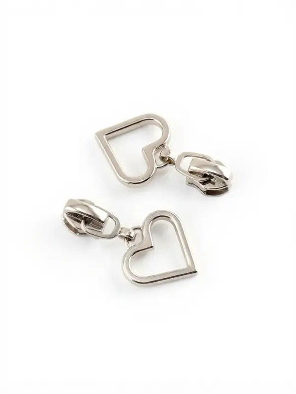 Бегунок для молнии &laquo;Спираль&raquo;, №3, &laquo;Сердце&raquo;, 10 шт., цвет никель