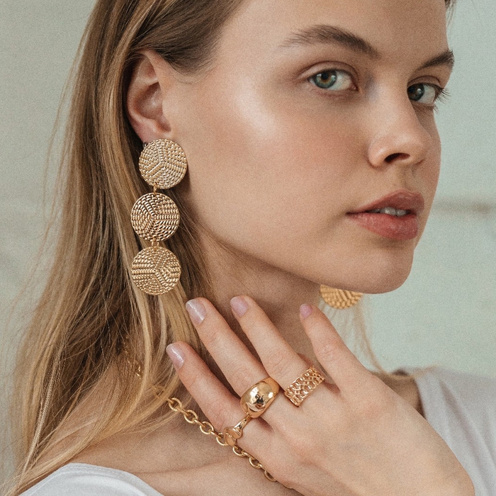 Клипсы «Лёгкость» три диска, цвет золото