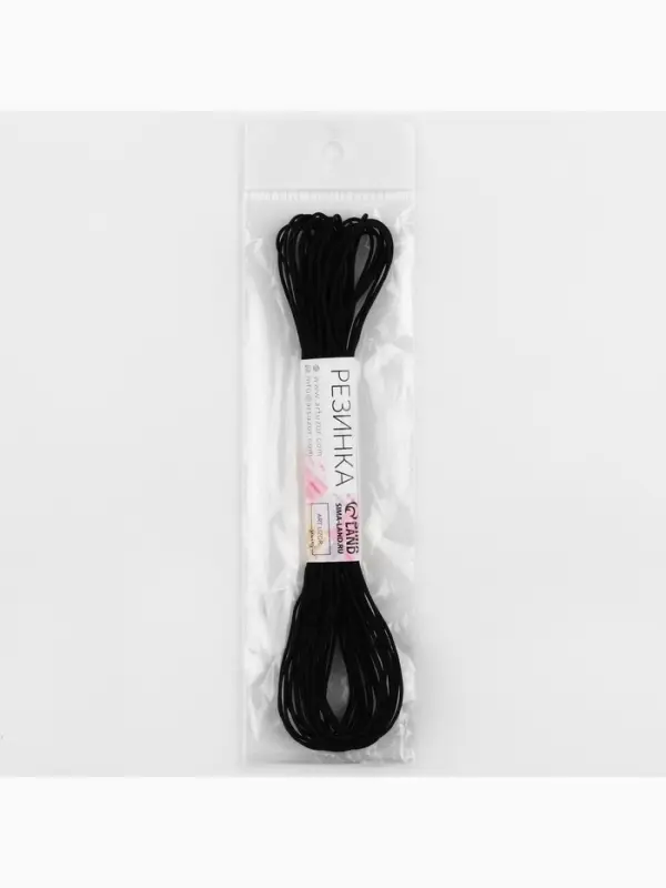 Резинка шляпная, 1 мм, 10±0.5 м, чёрная Резинка шляпная, 1 мм, 10±0.5 м, чёрная