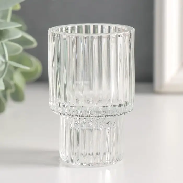 Подсвечник стекло  Подсвечник стекло "Цилиндр. Столбик" двухсторонний прозрачный d- 2 и 3,5 см 4,2х4,2х6,8 см