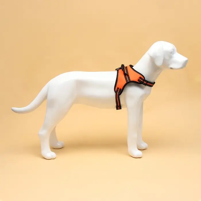 Шлейка улучшенная К7, размер L, ОГ 64-86 см, вес 18-27.5 кг, мягкая, светоотражающая, оранжевая