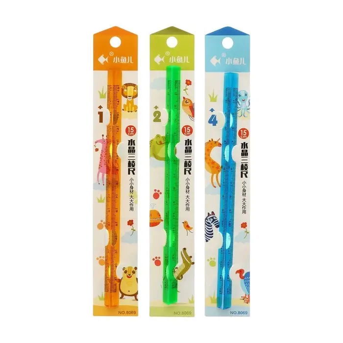 Линейка пластиковая, 15 см, треугольная, МИКС