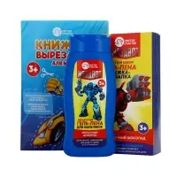 Подарочный набор детский MEGABOT, гель-пена 250 мл, книжка-вырезалка А5, Чистое счастье