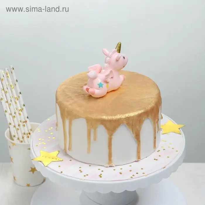 Топпер для торта «Единорог», 8.7×3.5×7 см, пластик, розовый Топпер для торта «Единорог», 8.7×3.5×7 см, пластик, розовый