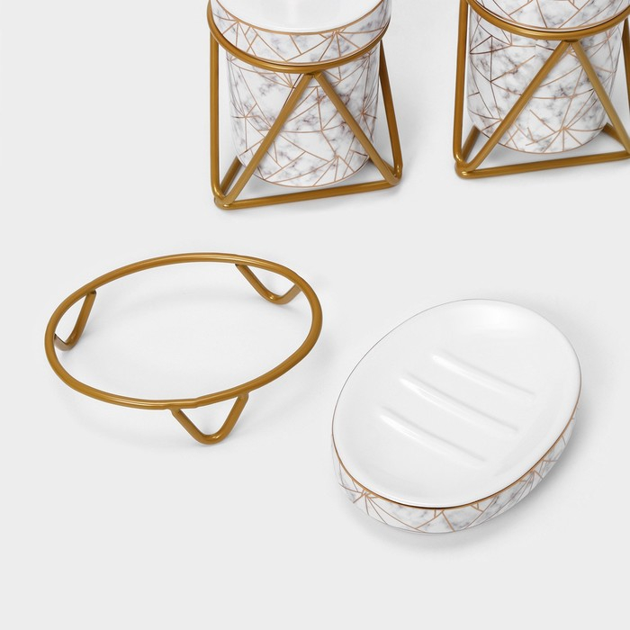 Набор для ванной комнаты SAVANNA «Геометрика», 3 предмета (мыльница, дозатор для мыла 290 мл, стакан), цвет белый Набор для ванной комнаты SAVANNA «Геометрика», 3 предмета (мыльница, дозатор для мыла 290 мл, стакан), цвет белый