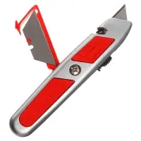 Нож универсальный трапециевидный 18 мм, фиксатор, 3 штуки запасных лезвий, Zinc-alloy, TOP