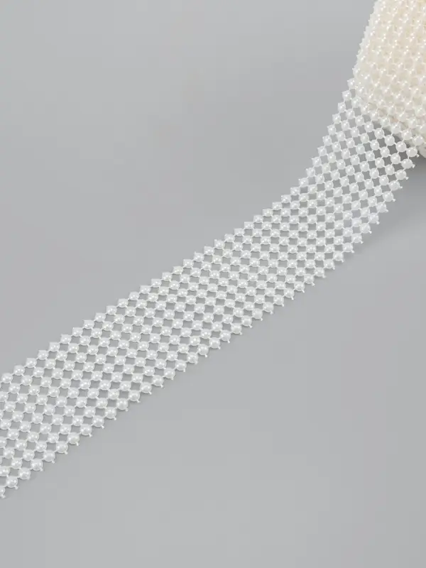 Лента с имитацией жемчуга, 4 см, 9&plusmn;1 м, белая