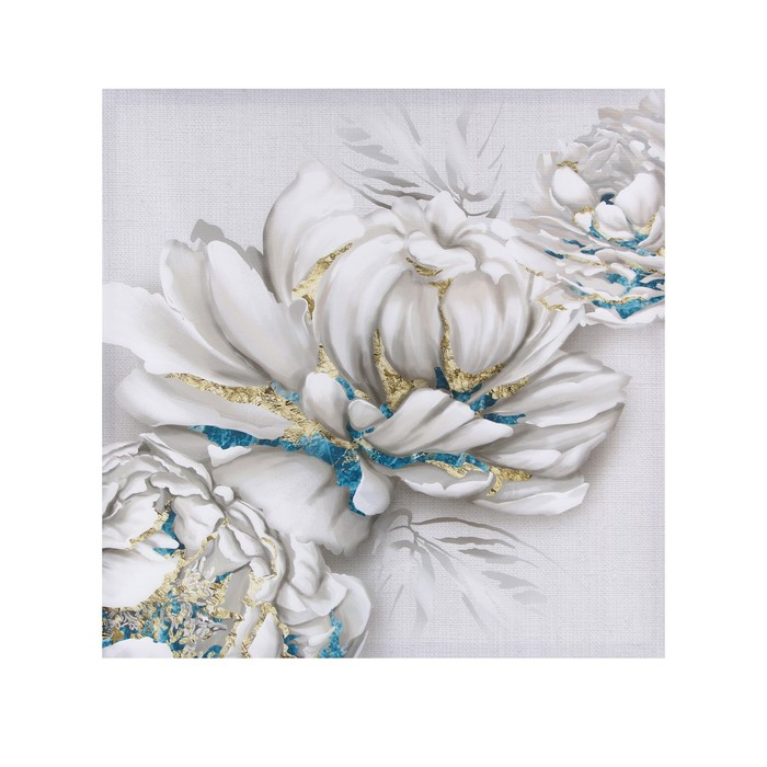 Картина «Цветы», золото, 60х60 см Картина «Цветы», золото, 60х60 см