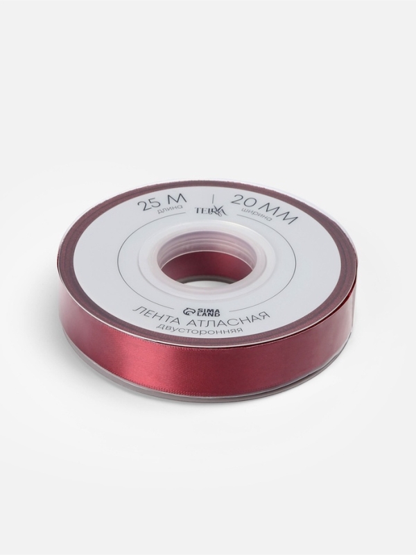 Лента атласная двухсторонняя №0789 20мм*25±1м бордовый TR