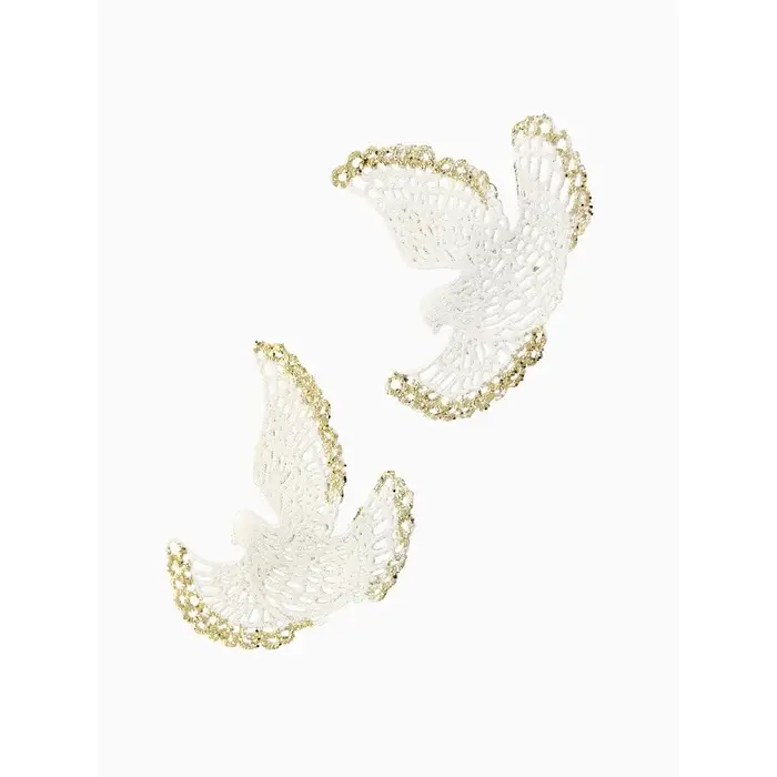 Ёлочные игрушки 2 шт. &laquo;Зимнее волшебство. Птица&raquo; пластик, 12&times;12 см, бело-золотой