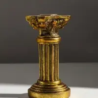 Подсвечник на 1 свечу &laquo;Колонна Афродиты&raquo;, полистоун, состаренное золото, 7&times;7&times;13.5 см