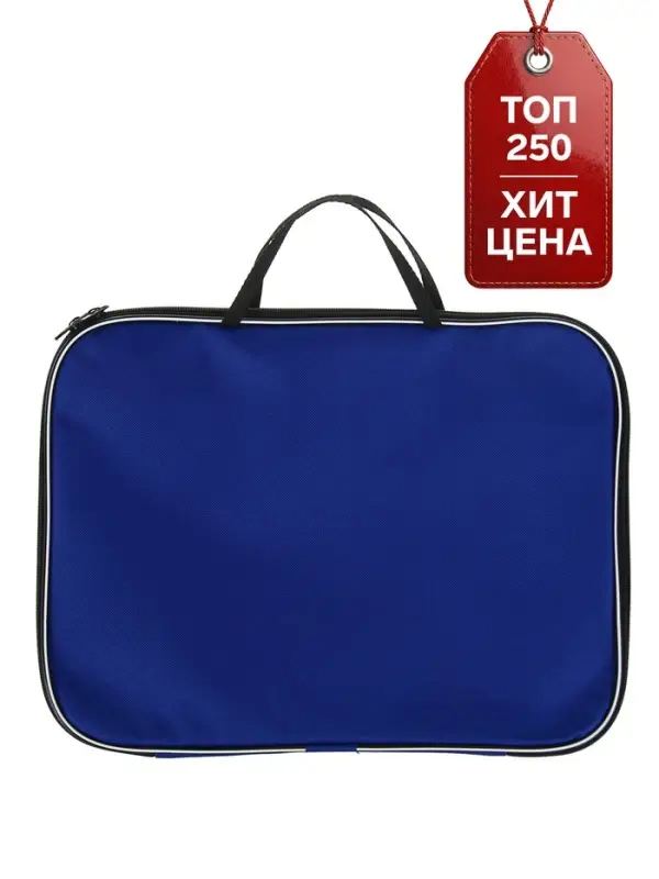 Папка с ручками текстильная А4, Calligrata &laquo;Офис&raquo;, для бумаг, для офиса, нейлон 600D, двуцветный кант, 350&times;270&times;20 мм, синяя