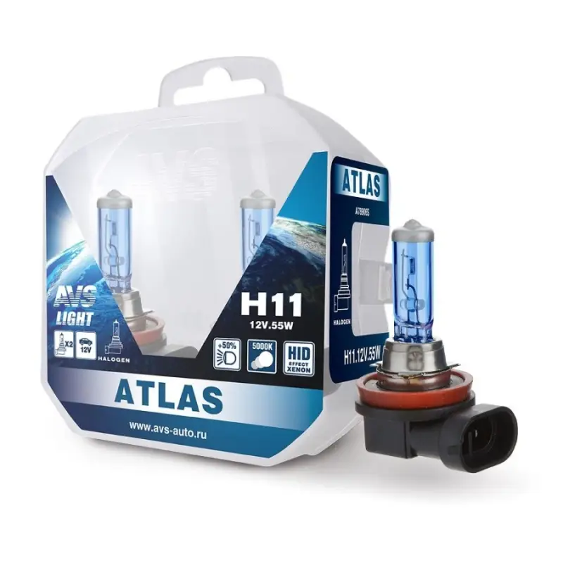 Галогенная лампа AVS ATLAS PB/5000К/PB H11.12V.55W. 2шт.