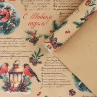 Упаковочная бумага крафтовая &laquo;С Новым годом&raquo;, 70&times;100 см