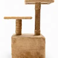 Домик-когтеточка, 53&times;35&times;65 см, 2 уровня, квадратные полки, бежевый