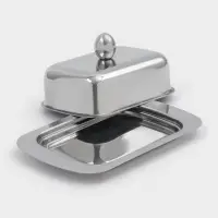 Маслёнка, 18.5&times;12.3&times;8 см, нержавеющая сталь, серебристая