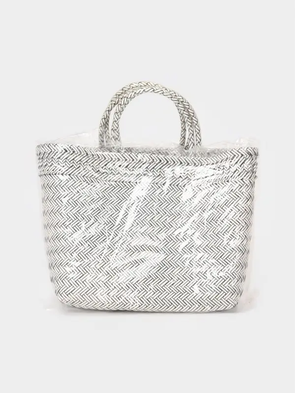 Сумка плетёная, 30&times;15&times;35 см, пластик, белая с чёрным