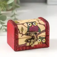Шкатулка для украшений &laquo;Сундучок. Совята&raquo;, дерево, 6&times;8&times;5.5 см