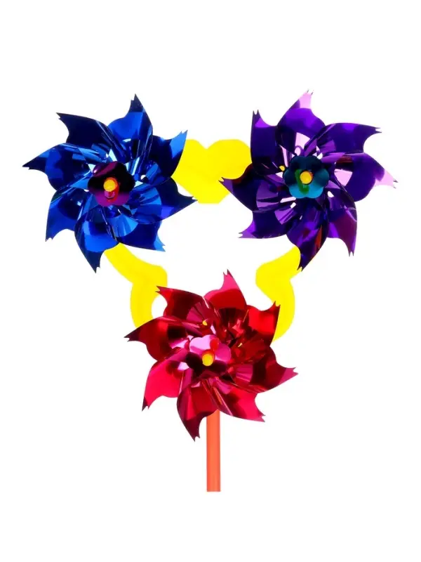 Ветерок &laquo;Вертушка тройная&raquo;, садовая, 18&times;39 см, набор 5 шт., МИКС