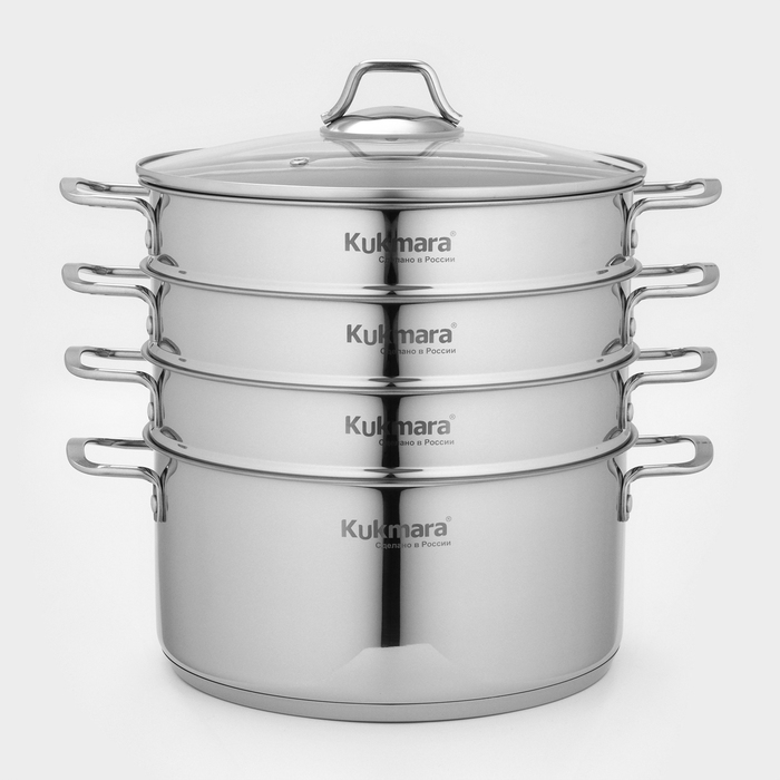 Мантоварка 3в1, 6 л, d=26 см, 3 секции, стеклянная крышка, капсульное дно, индукция