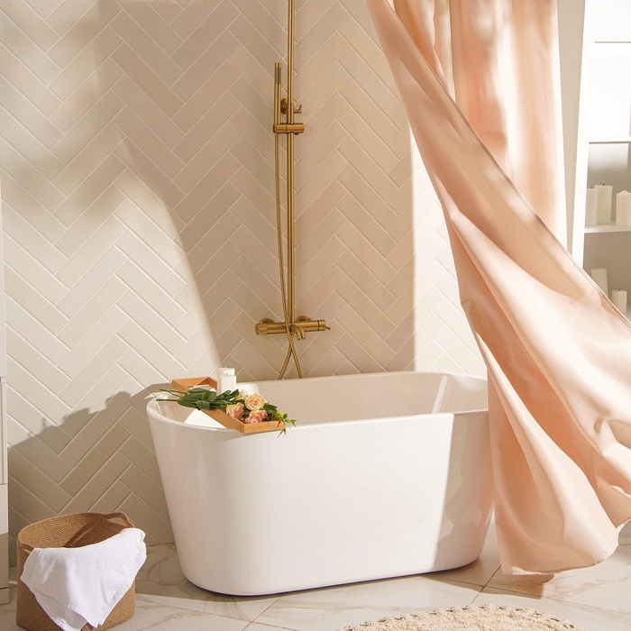 Штора для ванной SL Home, с люверсами, полиэстер, 200×200 см, розовые Штора для ванной SL Home, с люверсами, полиэстер, 200×200 см, розовые