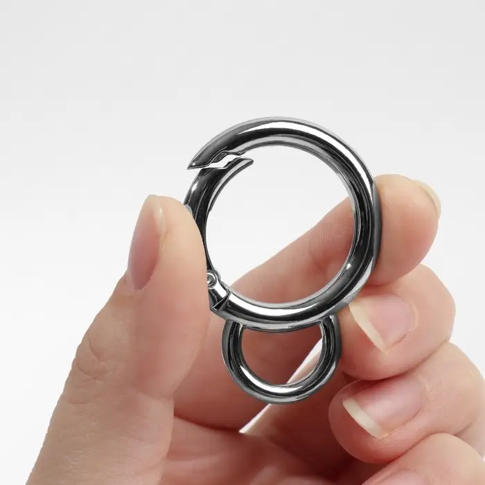 Кольцо-карабин, двойной, d=25/35 мм, толщина-5 мм, с креплением 35&times;45 мм, 5 шт., цвет серебряный