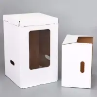 Коробка под торт, белая, с окном, 32.5&times;32.5&times;45 см