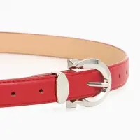 Ремень женский, 110&times;2.3 см, пряжка металл, серебристая, красный