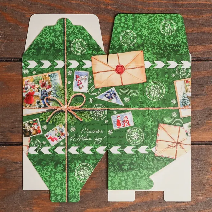 Коробка складная, подарочная новогодняя «Подарок» 10×10×10 см Коробка складная, подарочная новогодняя «Подарок» 10×10×10 см