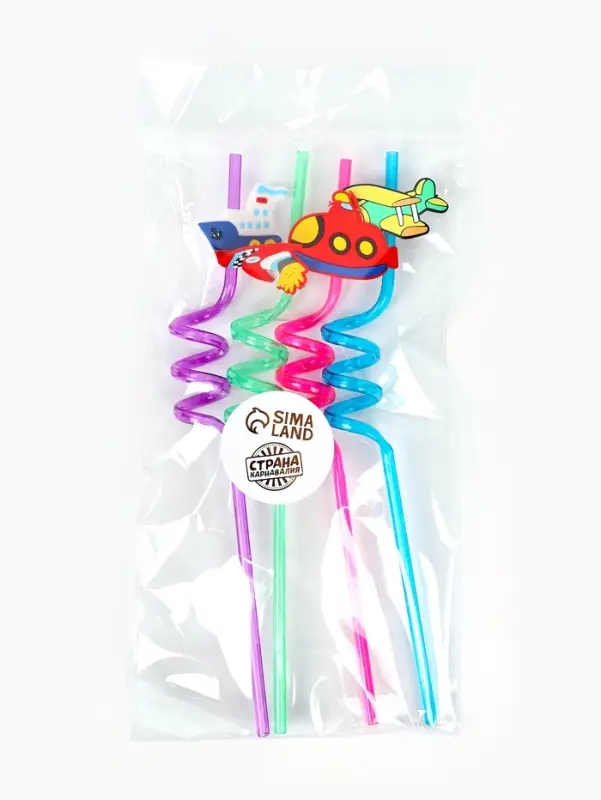 Трубочки для коктейля &laquo;Транспорт&raquo;, набор 4 шт., МИКС